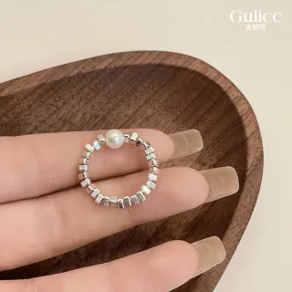 【Gulicc 古莉可】藍色小花 碎銀子珍珠 戒指(7夕情人節 生日 造型戒 食指戒 尾戒 禮物)