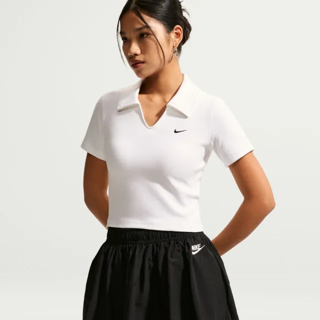 【NIKE 耐吉】短袖POLO 女 AS W NSW ESSNTL SS POLO CRP TO 運動 休閒 緊身 短版 白 (IO2730100)