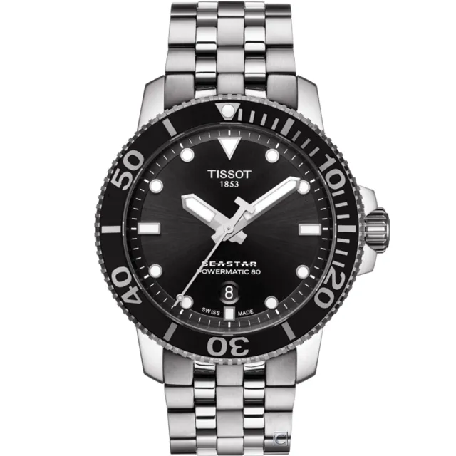 【TISSOT 天梭】Seastar 海星陶瓷錶 圈300米潛水錶  機械錶  手錶 情人節 禮物(T1204071109101)