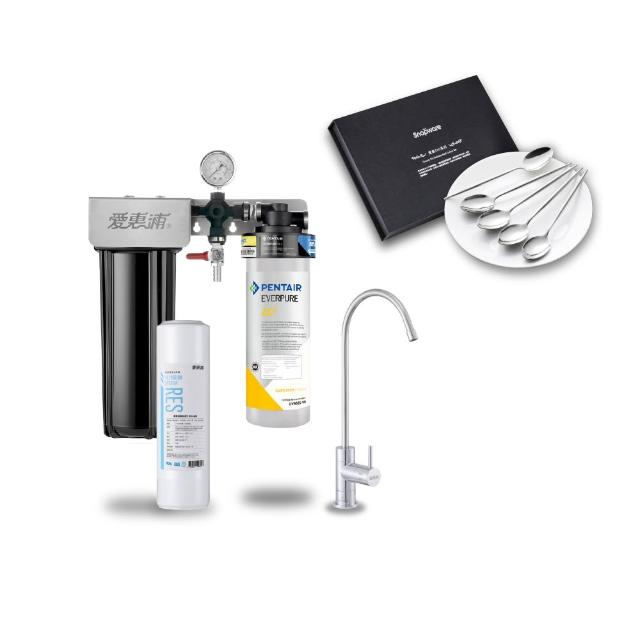 【EVERPURE 愛惠浦】櫥下型 PURVIVE Duo-AC2兩道式生飲淨水器(雙色無鉛龍頭任選/前置樹脂)