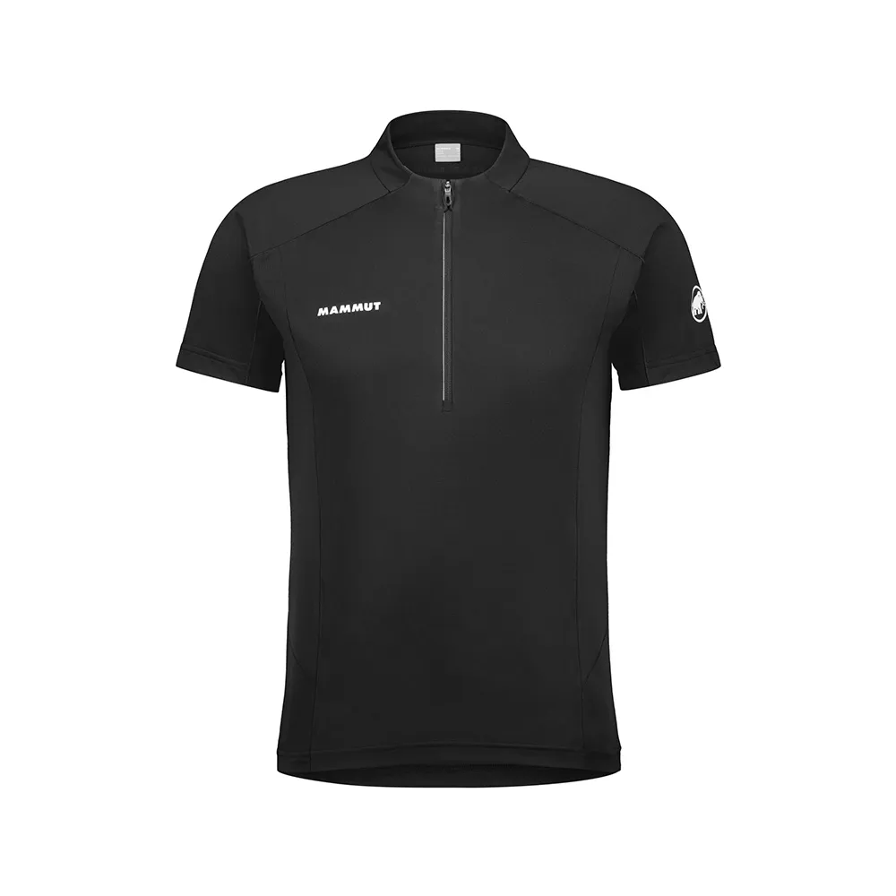 【Mammut 長毛象官方直營】Aenergy FL HalfZip T-Shirt AF 抗菌半拉鍊短袖排汗衣 黑色 男款 #1017-04920