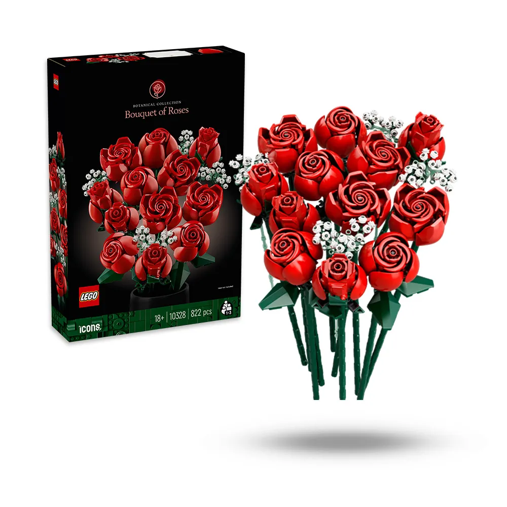 【LEGO 樂高】Botanicals 10328 玫瑰花束(居家擺飾 禮物 花藝 手工藝 送禮推薦)