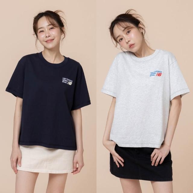 【NEW BALANCE】NB LOGO短袖上衣_女性_深藍/淺灰色_WT62B7V2AHH_WT62B7V2DNT(美版 版型偏大)
