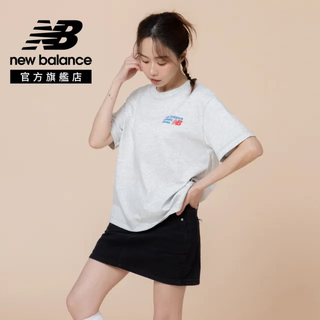 【NEW BALANCE】NB LOGO短袖上衣_女性_深藍/淺灰色_WT62B7V2AHH_WT62B7V2DNT(美版 版型偏大)