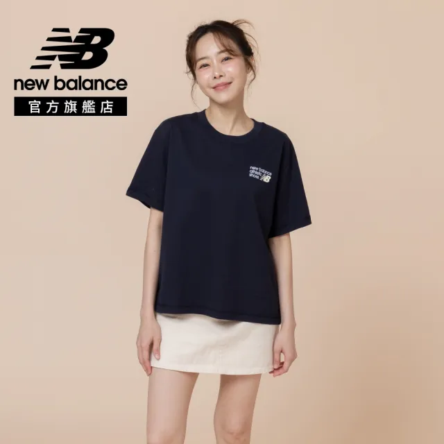 【NEW BALANCE】NB LOGO短袖上衣_女性_深藍/淺灰色_WT62B7V2AHH_WT62B7V2DNT(美版 版型偏大)
