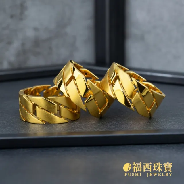 【福西珠寶】黃金戒指 #13號 鎧甲戒 6D立體寬版設計 硬派造型 固定戒圍(金重0.84錢正負0.03錢)