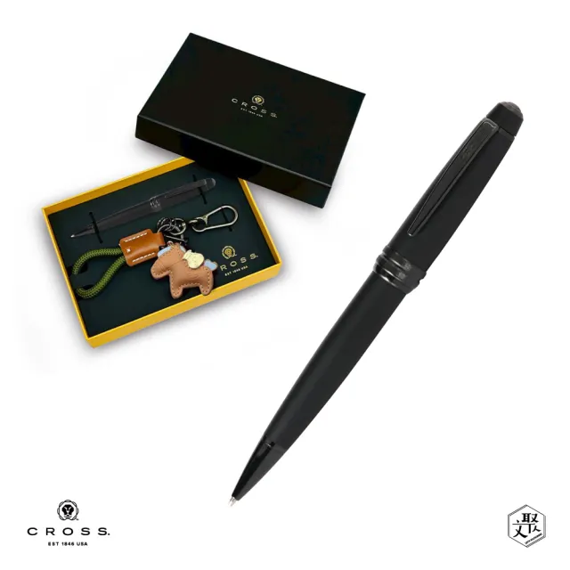 【CROSS】Bailey貝禮系列啞光黑原子筆+馬上有錢禮盒 客製化刻字(原廠正貨)