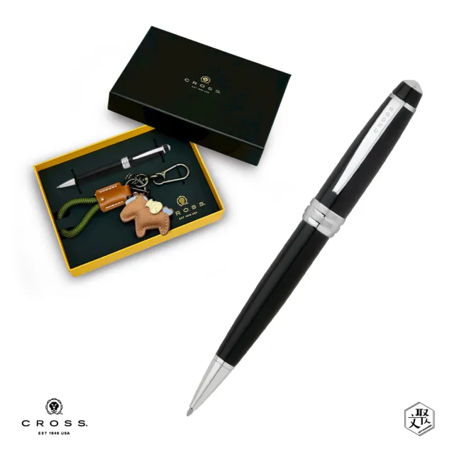 【CROSS】Bailey貝禮系列黑法瑯原子筆+馬上有錢禮盒 客製化刻字(原廠正貨)