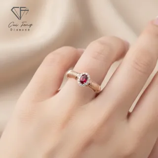 【CF Diamond】戒指 天然紅寶石 50分《暖陽》雙11( 女戒 鑽戒 禮物 生日)