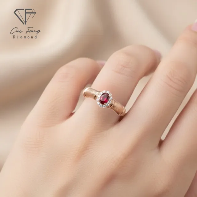 【CF Diamond】戒指 天然紅寶石 50分《暖陽》雙11( 女戒 鑽戒 禮物 生日)