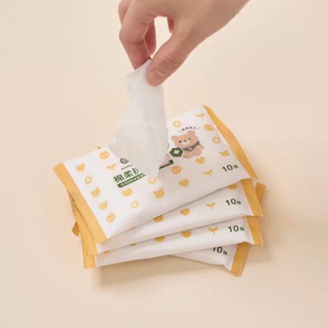 【妙妙熊】棉柔抗菌濕巾-10抽/包 超值10包組(抗菌防護/台灣製造/有效抑菌/環境物品專用)