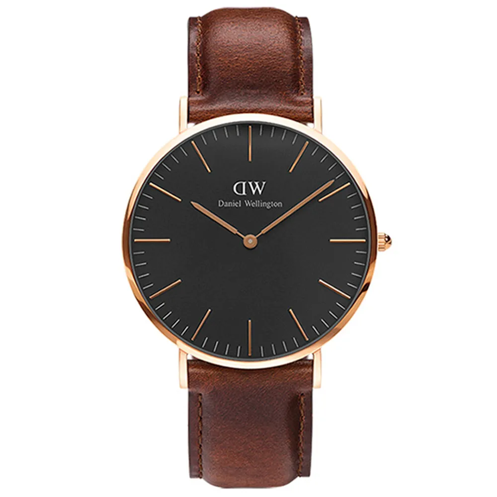 【Daniel Wellington】DW 手錶  Classic 40mm深棕色真皮皮革錶(DW00100125)