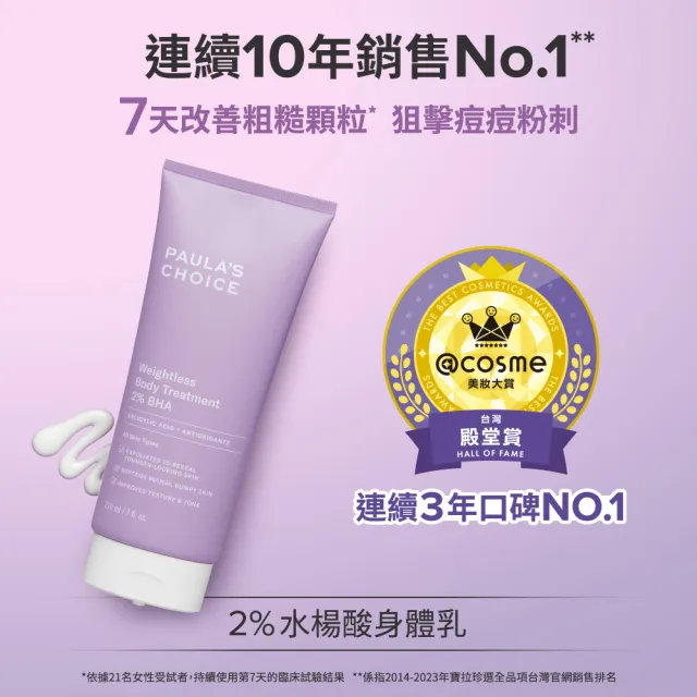 【PAULA’S CHOICE 寶拉珍選】新客必買★2%水楊酸身體乳210ml+60ml(大+小限定組)