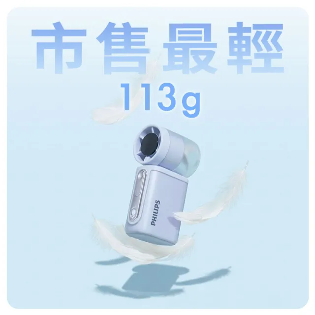 【Philips 飛利浦】超值2入組-3色可選-口袋迷你 高速100檔手持風扇 Type-C充電/LED顯示(ACR2222)
