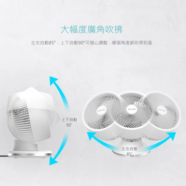 【DIKE】超值2入組-8吋遙控3D全自動擺頭DC智能循環扇-360全方位(HLE220WT)