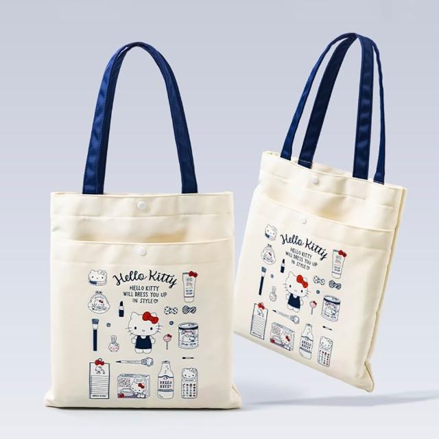 【HELLO KITTY】凱蒂貓印花造型防潑水雙層補習袋(手提袋/文具收納/書本袋)