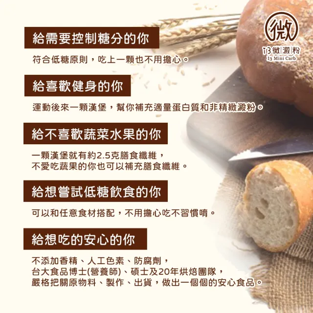 【i3微澱粉】低糖好纖手工麵包-原味小漢堡6顆(271控糖配方 優蛋白 早餐)
