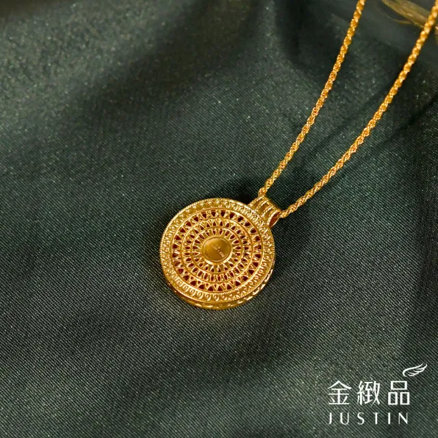 【金緻品】黃金墜子 圓映盛世 0.49錢 古韻金 古典風 鑲鑽 細緻工藝 閃亮 圓墜 入石 蓮花 純金墜飾 5G黃金