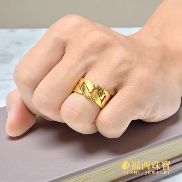 【福西珠寶】黃金戒指 #13號 鎧甲戒 6D立體寬版設計 硬派造型 固定戒圍(金重0.83錢正負0.03錢)