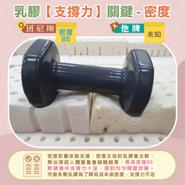 【班尼斯】雙人加大5cm 頂級馬來天然乳膠床墊 6x6.2尺(高密度85高純度95 百萬保證馬來製/50年大廠）