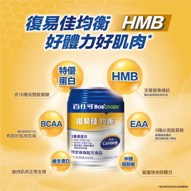 【Boscogen 百仕可】復易佳均衡營養素 HMB新配方 240ml*24入(CaHMB/多元特優蛋白 / 18種胺基酸)