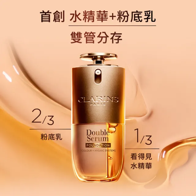 【CLARINS 克蘭詩】黃金雙萃精華粉底液30ml (首創雙管精華粉底/新品/4色可選)