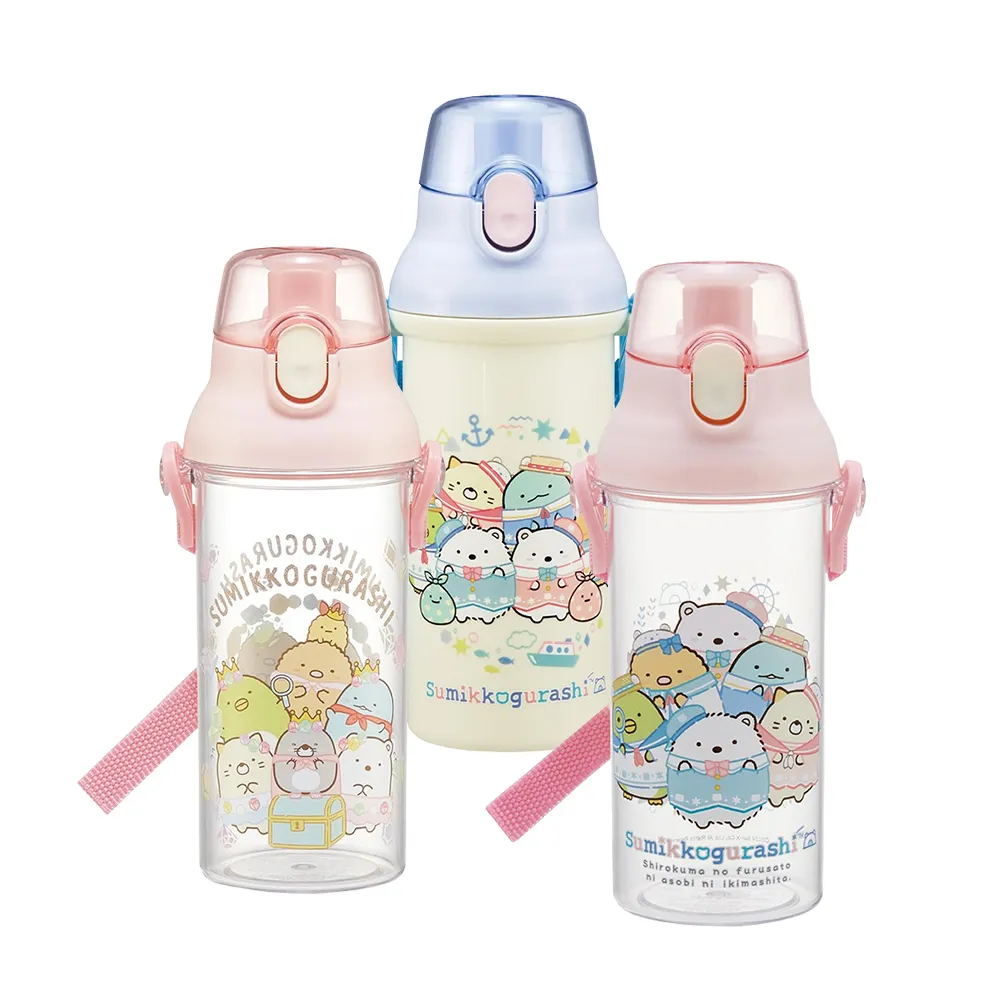 【百科良品】日本製 角落生物 角落小夥伴 彈蓋直飲水壺 抗菌加工 480ML(附背帶)