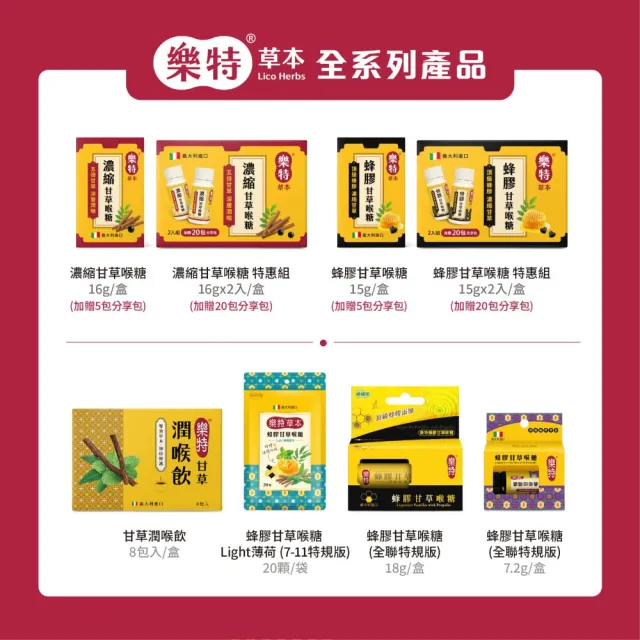 【樂特】濃縮甘草蜂膠喉糖15gx4入組