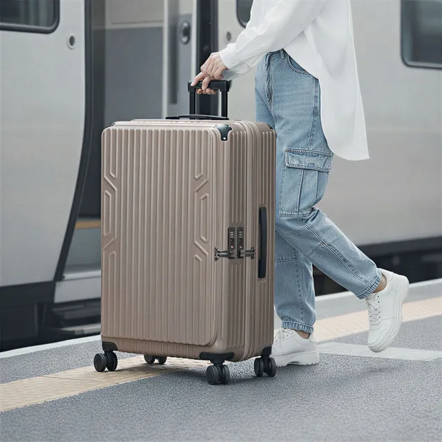【Arowana 亞諾納】假日專屬★29吋極硬派河馬箱 前開/對開兩用+杯架煞車避震輪|送16吋旅行袋