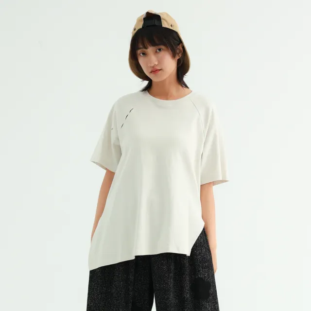【PINK NEW GIRL】不對稱側開岔寬鬆長版短袖T A5309BC