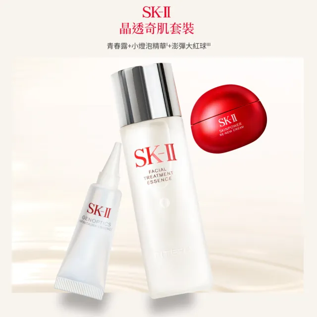 【SK-II】官方直營 PITERA™新客組入門晶透奇肌套裝(青春露75ml+小燈泡精華10ml+活膚霜15g)