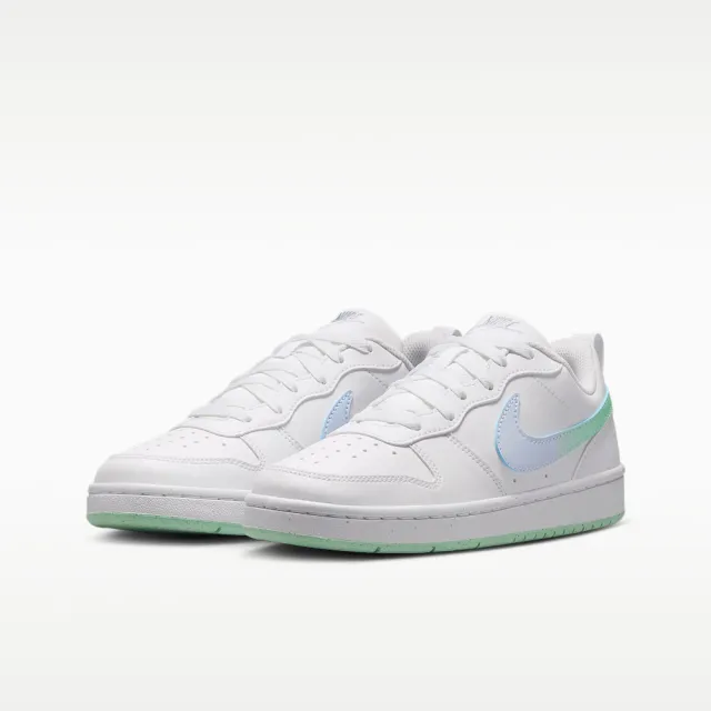 【NIKE 耐吉】休閒鞋 女鞋 大童 運動鞋 COURT BOROUGH LOW FADE GS 白灰綠 IQ6529-100 (2K2261)