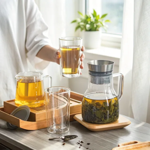 【Driver】甘丹茶壺聚會分享組(泡茶壺 茶具 茶器 茶杯 耐熱玻璃壺 雙層玻璃杯 茶壺茶杯組 送禮推薦)