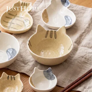 【Just Home】花喵系列陶瓷4.5吋碗150ml-2色可選(可微波 碗 碗盤 湯碗 飯碗)