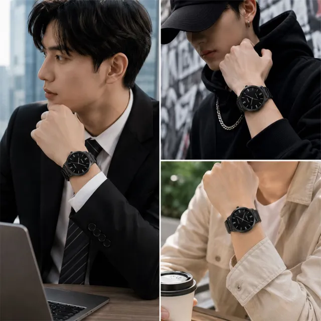 【CASIO 卡西歐】MTP-VT01B-1B 簡約時尚 全黑不銹鋼錶帶男指針錶(錶殼約4.0公分)