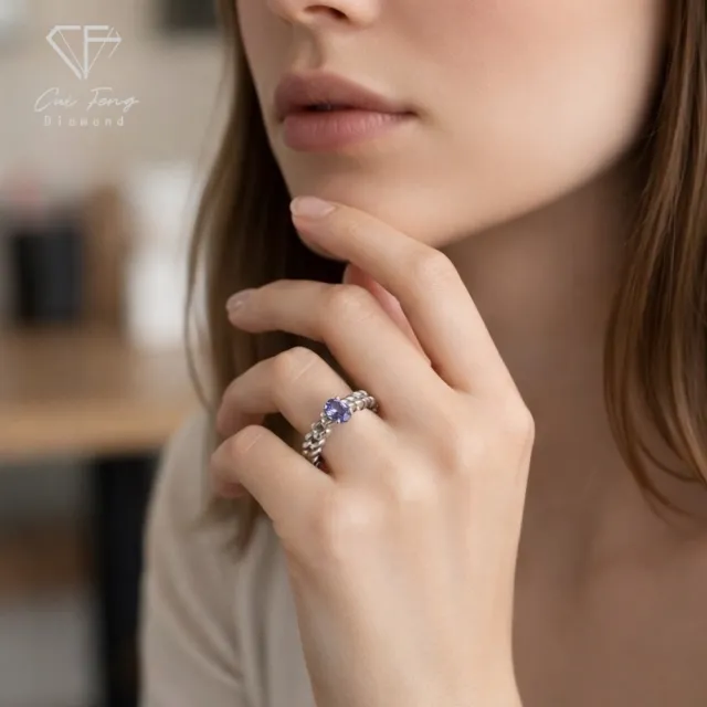 【CF Diamond】戒指 天然坦桑石 40分《愛戀交織》(七夕情人節 女戒 鑽戒 禮物 生日)