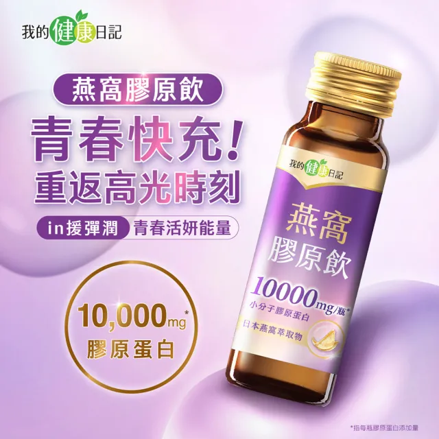 【我的健康日記】膠原飲144入組(蜂王、燕窩 兩款任選 10000毫克小分子膠原蛋白)
