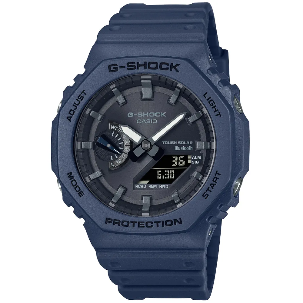 【CASIO 卡西歐】G-SHOCK  藍牙連線 太陽能八角雙顯腕錶 推薦 送禮 畢業禮物(GA-B2100-2A)