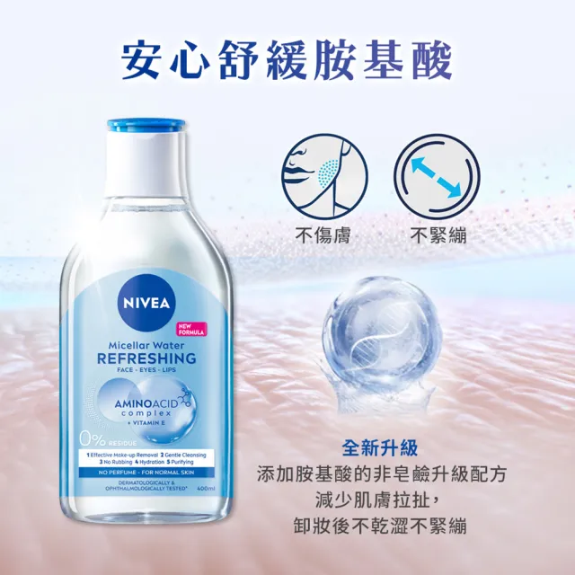 【NIVEA 妮維雅】卸妝水400ml全系列X2入(/B5卸妝水/舒敏/水潤/敏感肌適用)