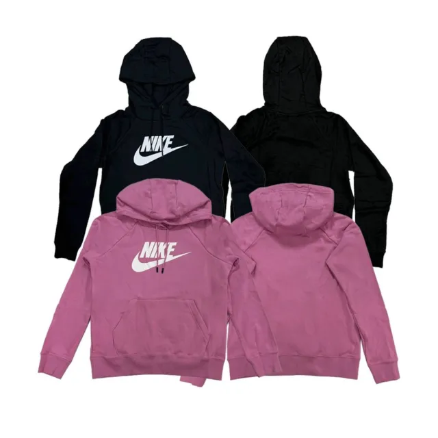 【NIKE 耐吉】W AS NSW Essntl Hoodie PO 電腦刺繡連帽上衣 黑/粉 BV4127