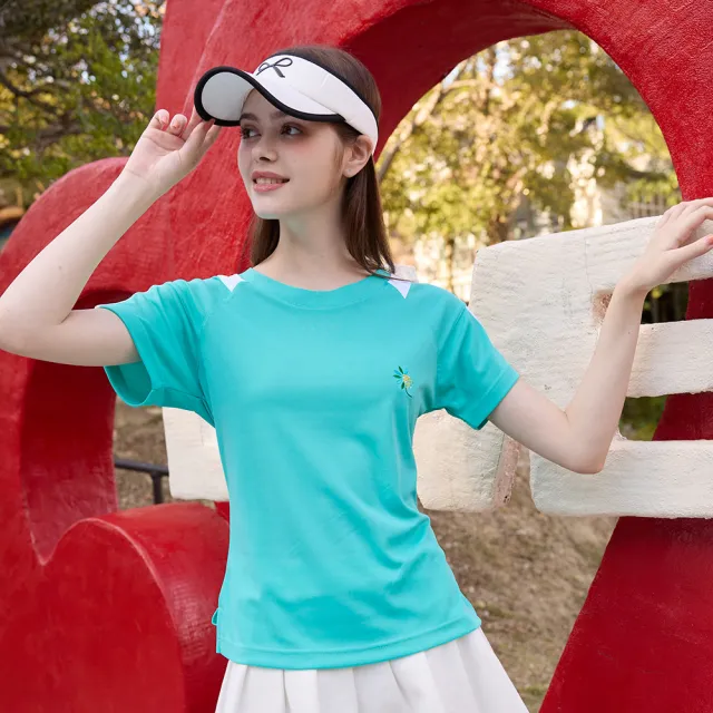 【LEIDOOE】簡約清爽吸排女短圓領衫(18252)土耳其藍