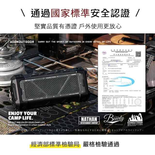 【ADAMOUTDOOR】戶外藍芽音箱 藍牙喇叭(ADSP-BT752 露營 戶外 IPX5防潑水 重低音)