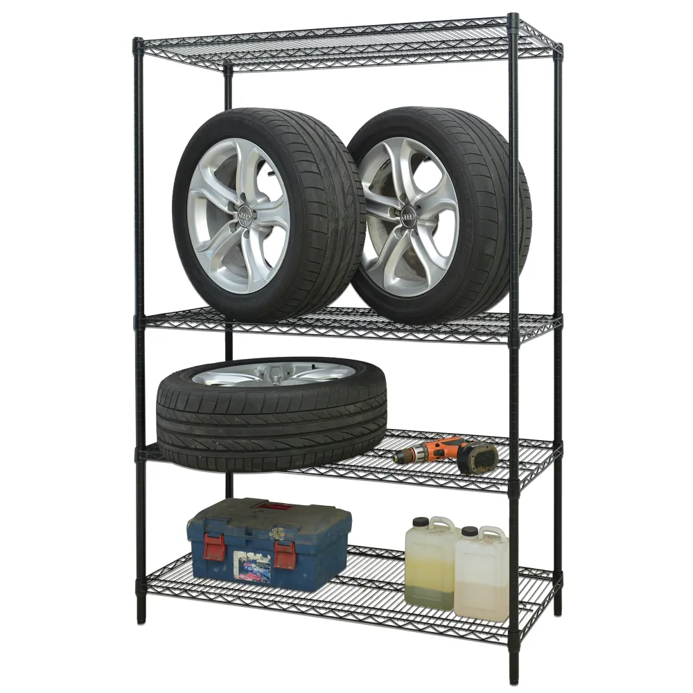 【居家cheaper】荷重型 烤黑 46X121X150CM 四層置物架(每層耐重100KG 層架鐵架 置物架 貨架)