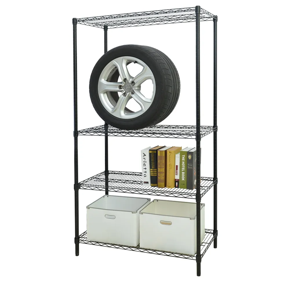 【居家cheaper】荷重型 烤黑 46X91X120CM 四層置物架(每層耐重100KG 層架鐵架 置物架 貨架)