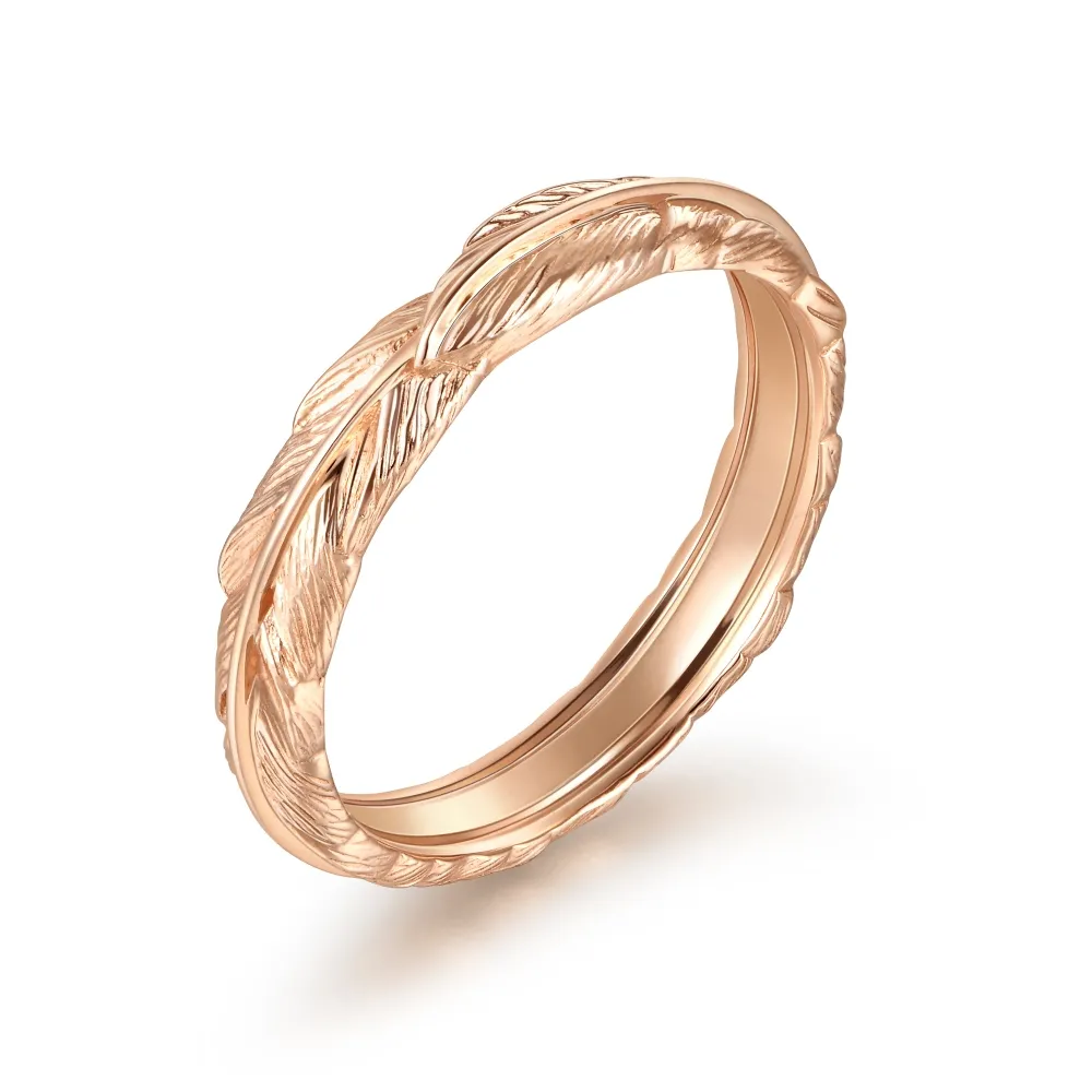 【點睛品】全18K 愛情密語 邱比特之羽 18K玫瑰金戒指(女戒)