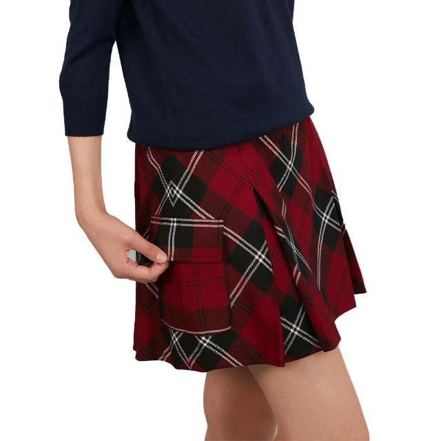 【SCOTTISH HOUSE】紅黑格 TR簡約合褶格紋短裙CHUB2101