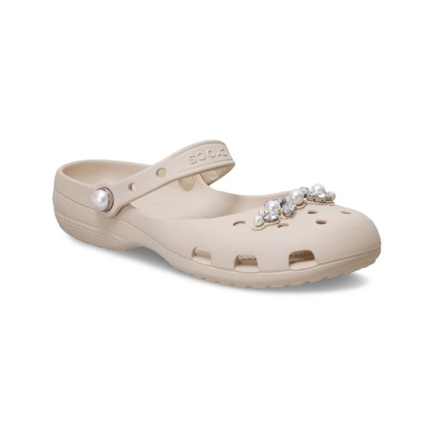 【Crocs】女鞋 經典珍珠芭蕾鞋 洞洞鞋 冰凍米色(213990-2MC)