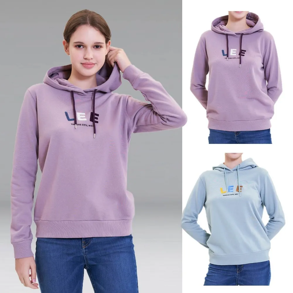 【Lee】女裝 長袖帽T / 多彩LOGO 共2色 標準版型(LL220446726 / LL220446745)