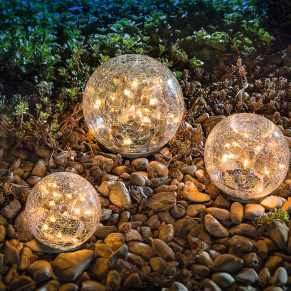 【WIDE VIEW】12CM30LED太陽能星空裂紋球形地埋燈(氣氛燈 聖誕節布置 戶外裝飾燈 草坪庭園燈/SND-0548)