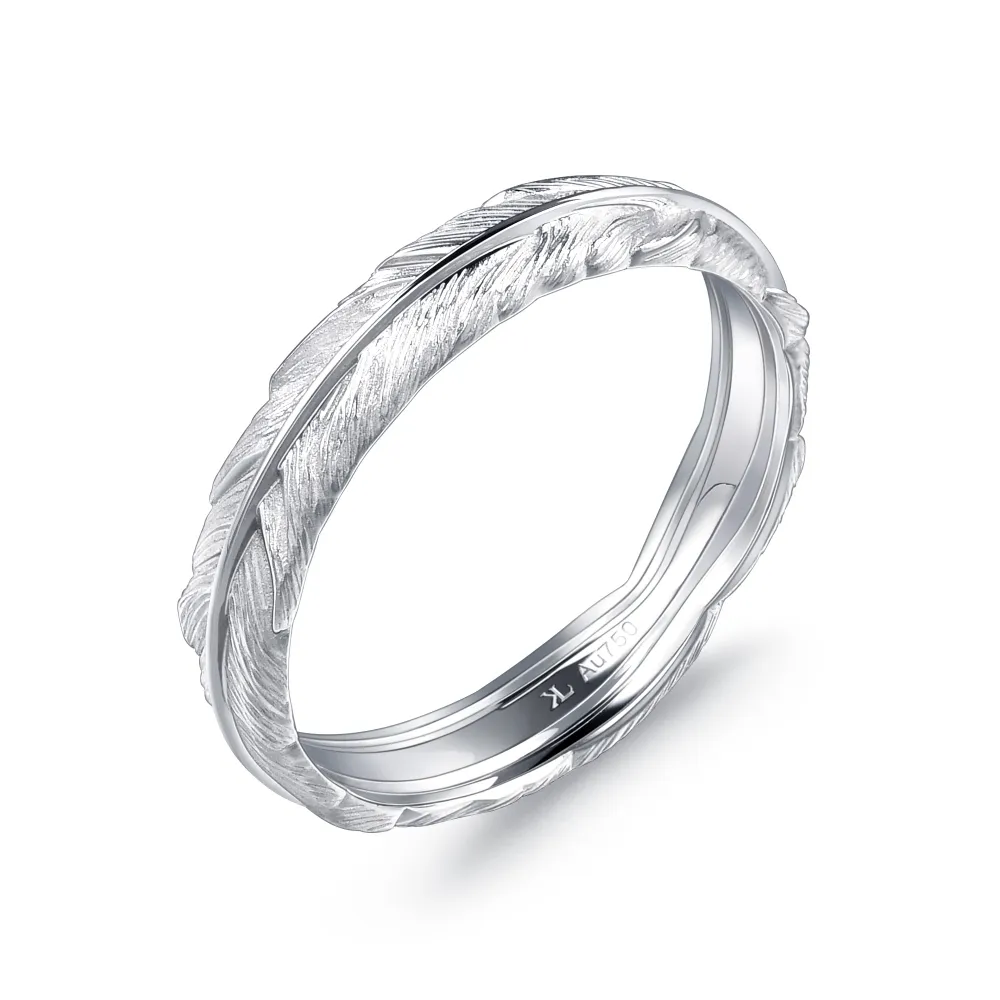 【點睛品】全18K 愛情密語 邱比特之羽 18K金戒指(男戒)